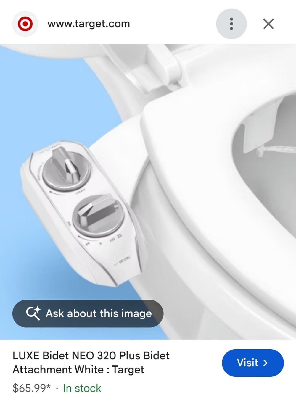 LUXE Bidet NEO 320 Plus Toilet Seat Attachment in White